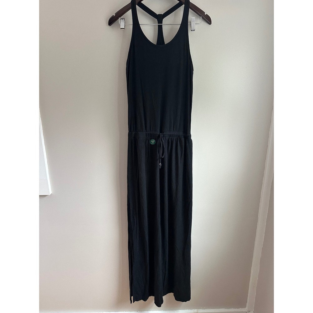 Athleta Santorini Maxi Dress Women‎ S Black NWOT Silk Blend Racerback Drawstring